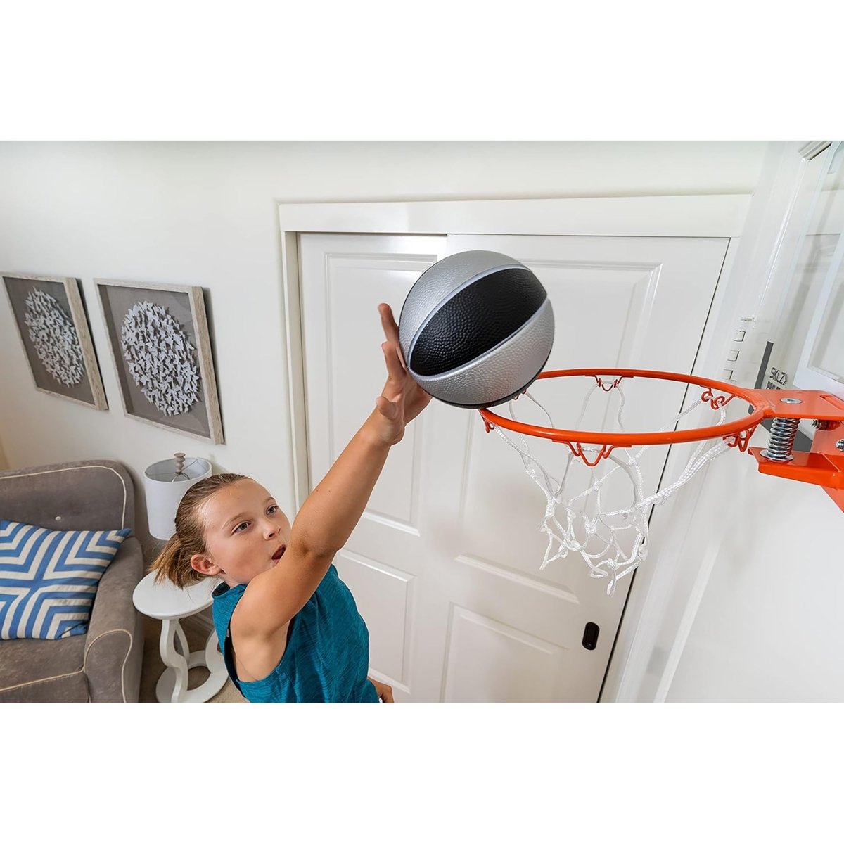 SKLZ 5" Pro Mini Hoop Swish Foam Basketball - Black/Silver - Forza Sports