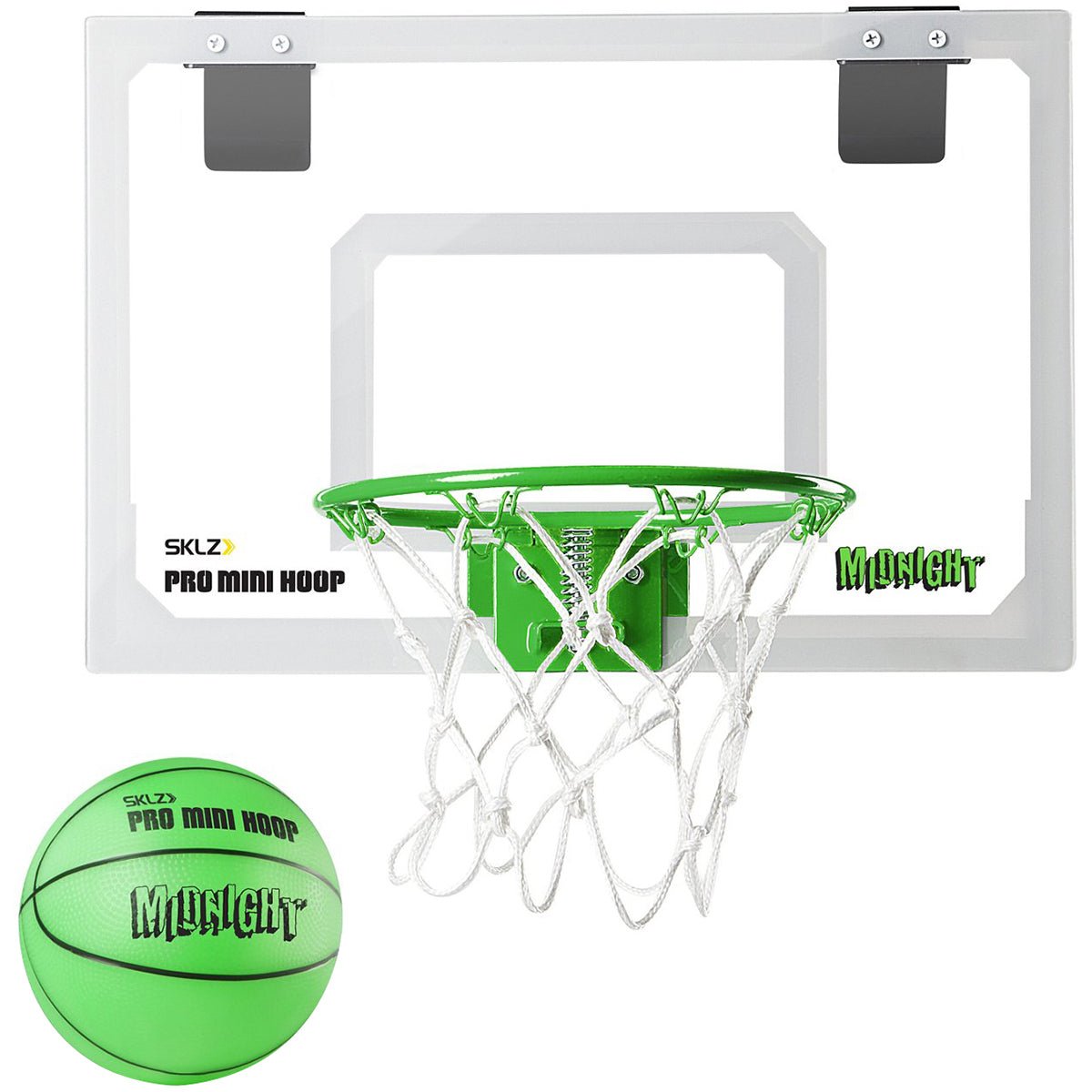 SKLZ Midnight Pro Mini Basketball Hoop - White/Green - Forza Sports