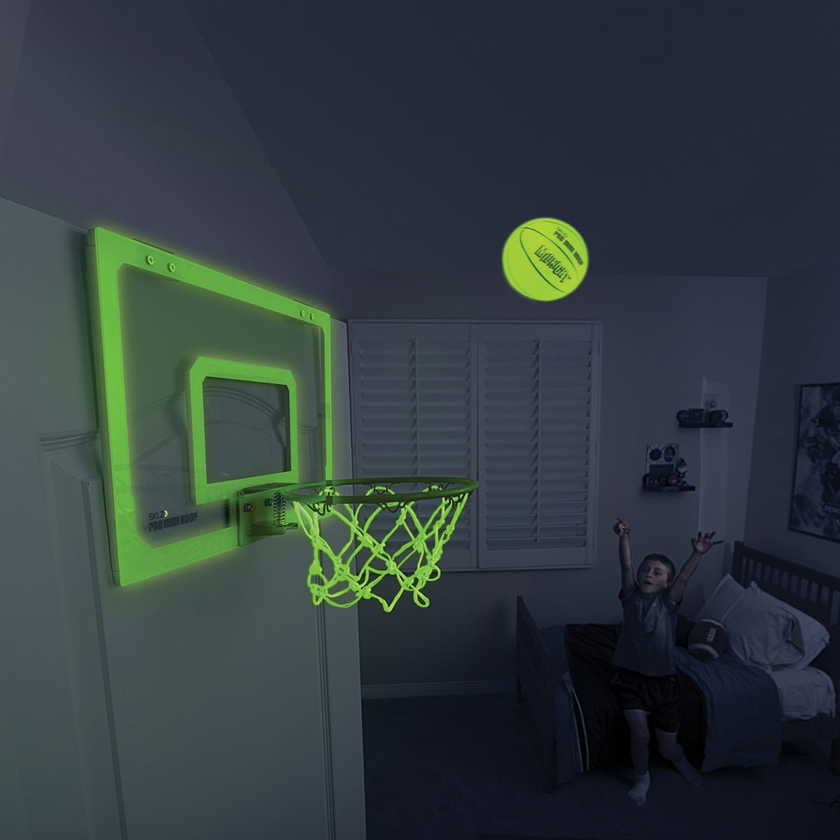 SKLZ Midnight Pro Mini Basketball Hoop - White/Green - Forza Sports