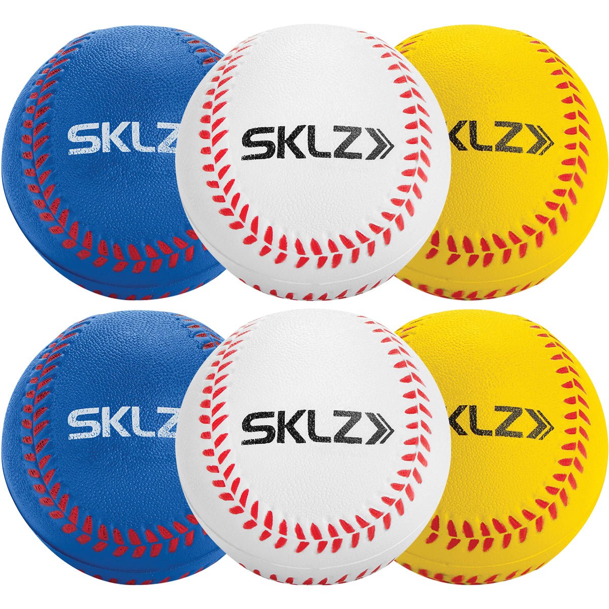 SKLZ Foam Training Baseballs 6 - Pack - White/Yellow/Blue - Forza Sports