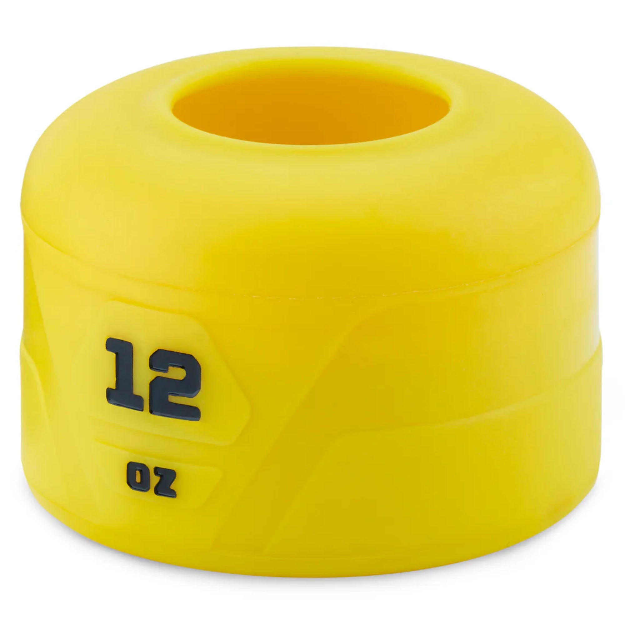 Yellow weighted swing knob with '12 oz' marking on a white background