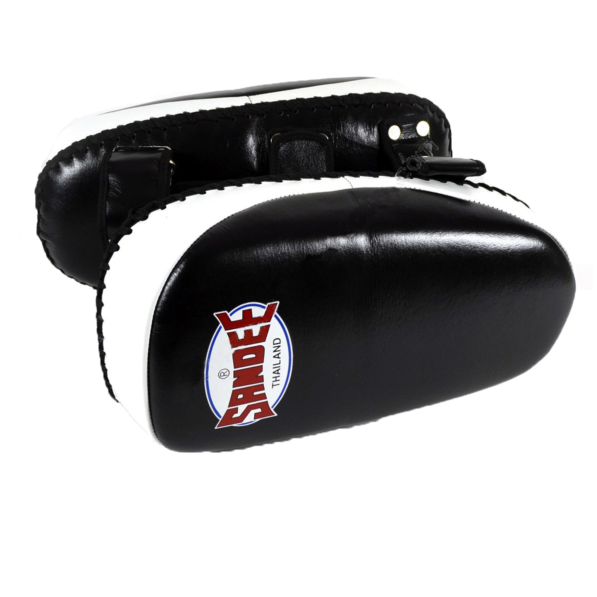 Sandee Leather Curved Muay Thai Kick Pads - Black/White Sandee