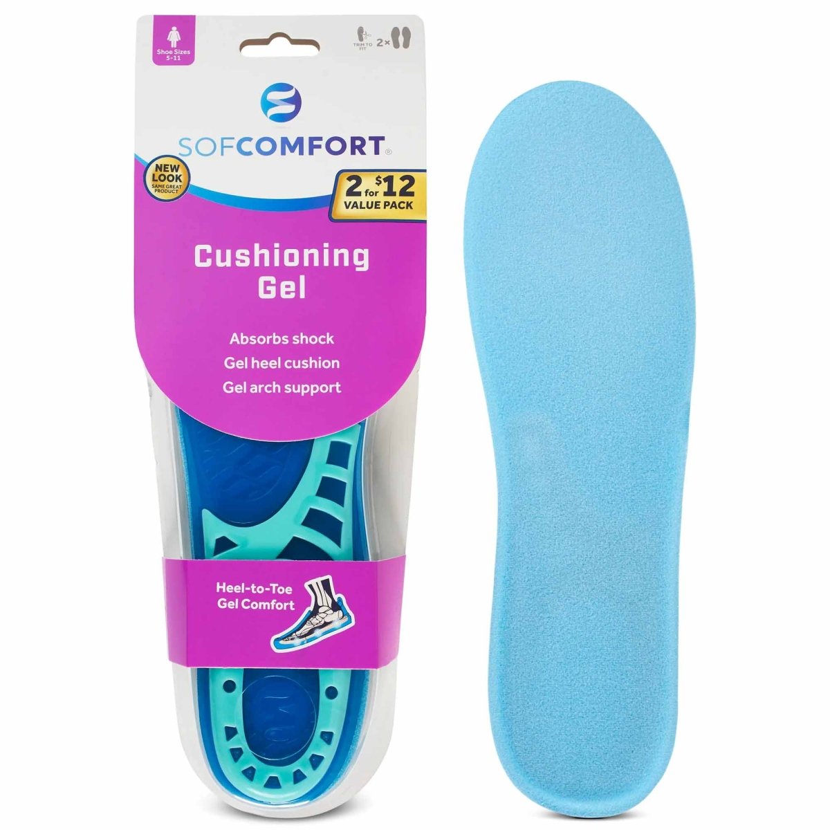 Sof Comfort Cushioning Gel Insole 2 - Pack - Forza Sports
