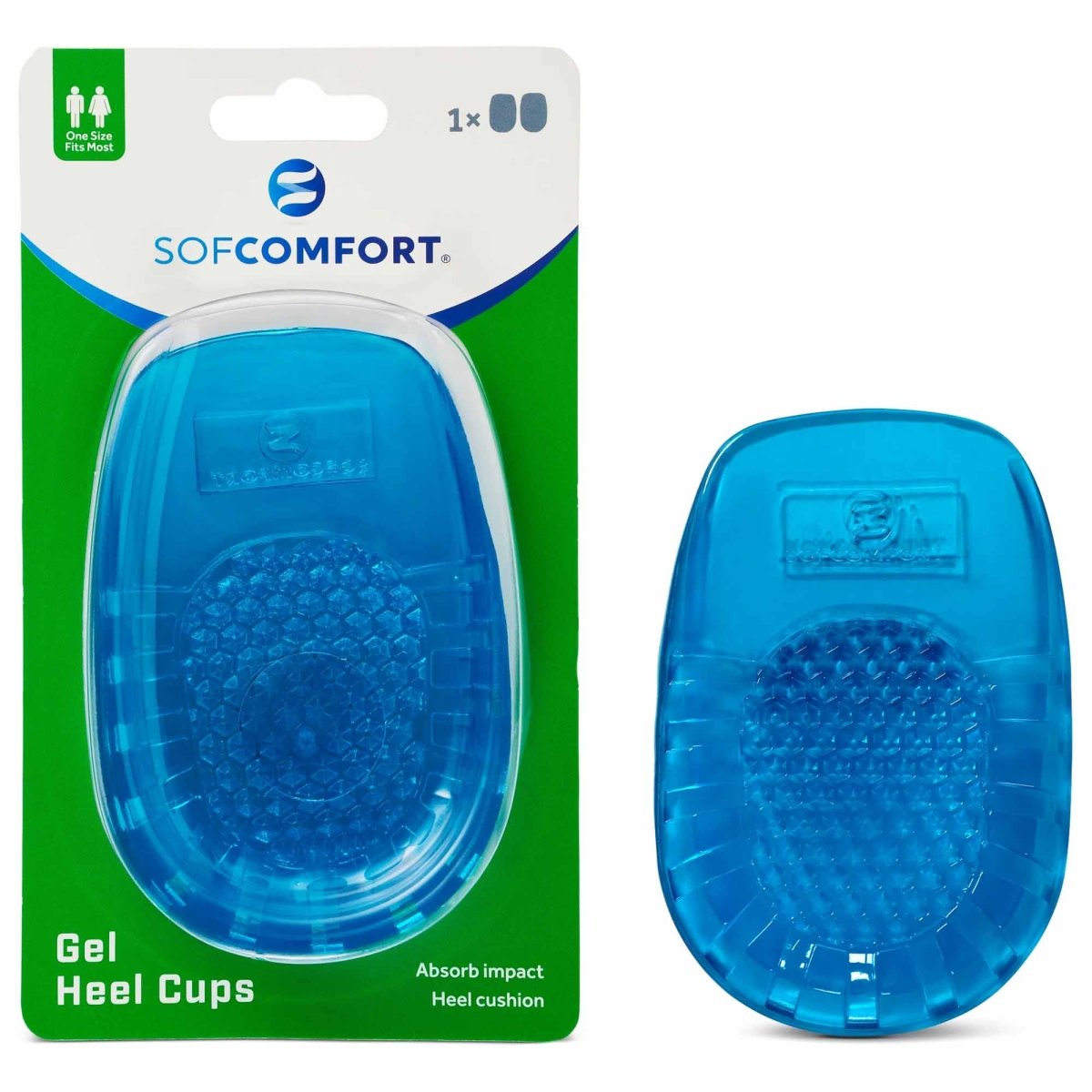 Sof Comfort Gel Heel Cups, 1 Pair, Unisex, One Size Fits Most - Forza Sports