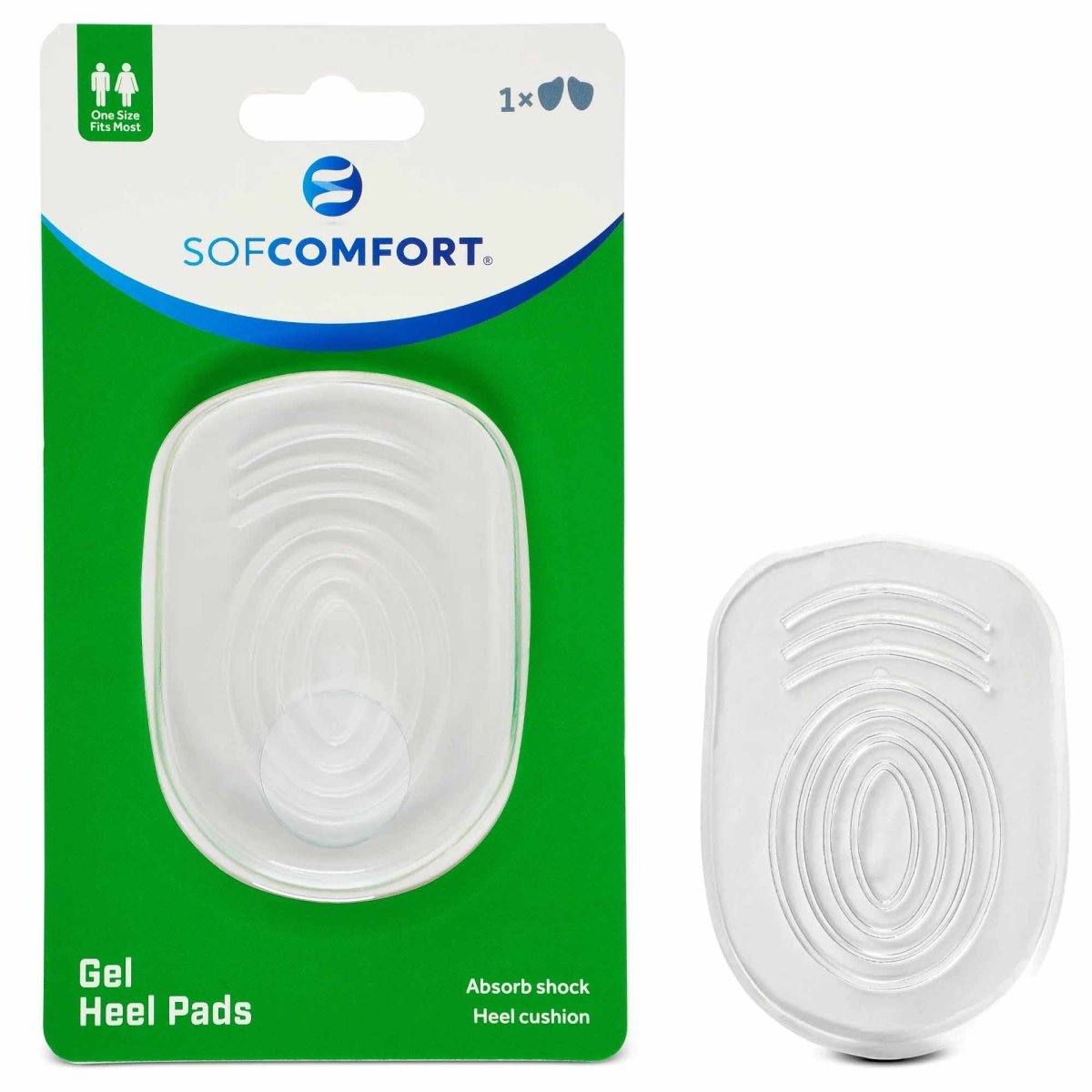 Sof Comfort Gel Heel Pads, 1 Pair, Unisex, One Size Fits Most - Forza Sports