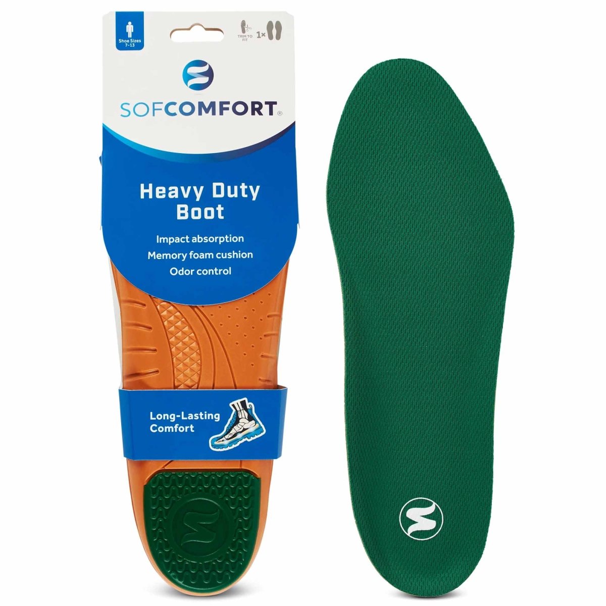 Sof Comfort Heavy Duty Boot Insole, Men's 7 - 13, Trim - to - Fit - Forza Sports
