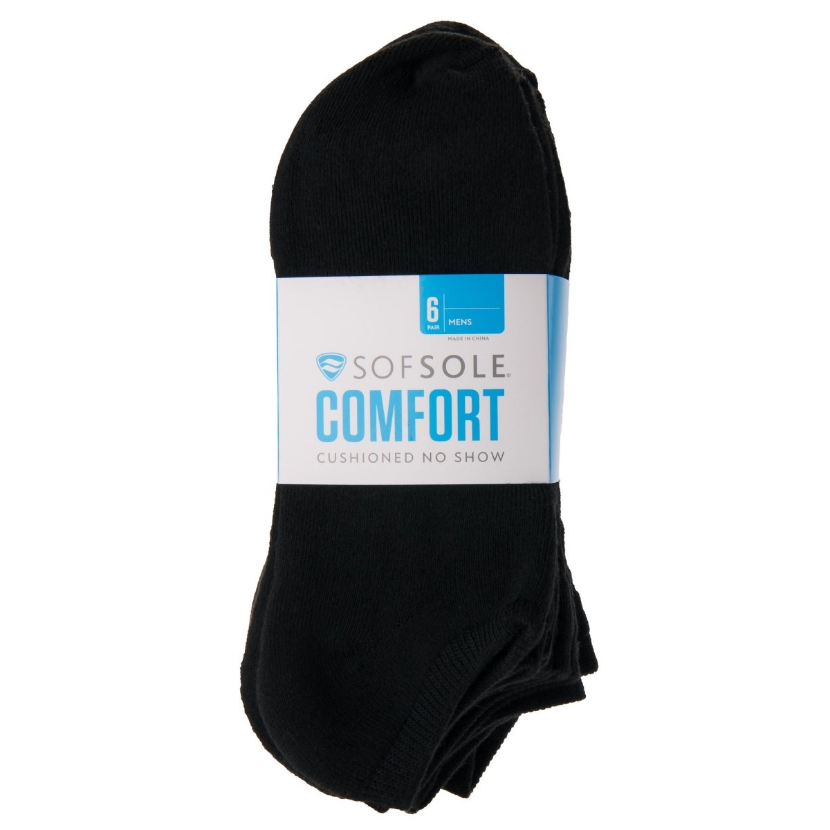 Sof Sole Comfort No Show Socks, Black, XLarge, 6 Pairs - Forza Sports