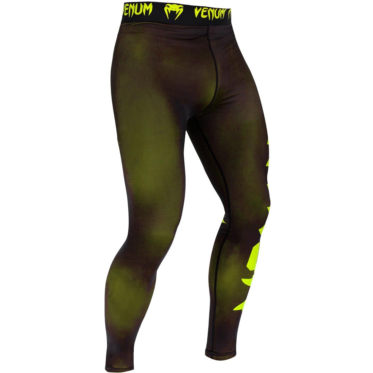 Venum Giant Dry Tech Fit Cut Compression Spats - Black/Neo Yellow - Forza Sports