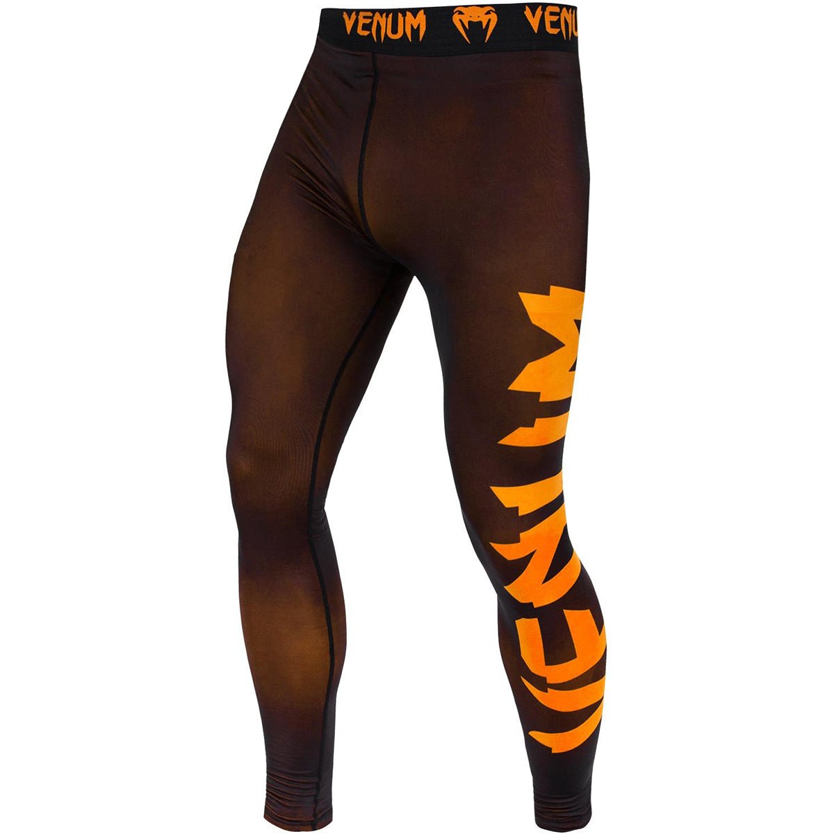 Venum Giant Dry Tech Fit Cut Compression Spats - Black/Neo Orange - mens training tights - Forza Sports