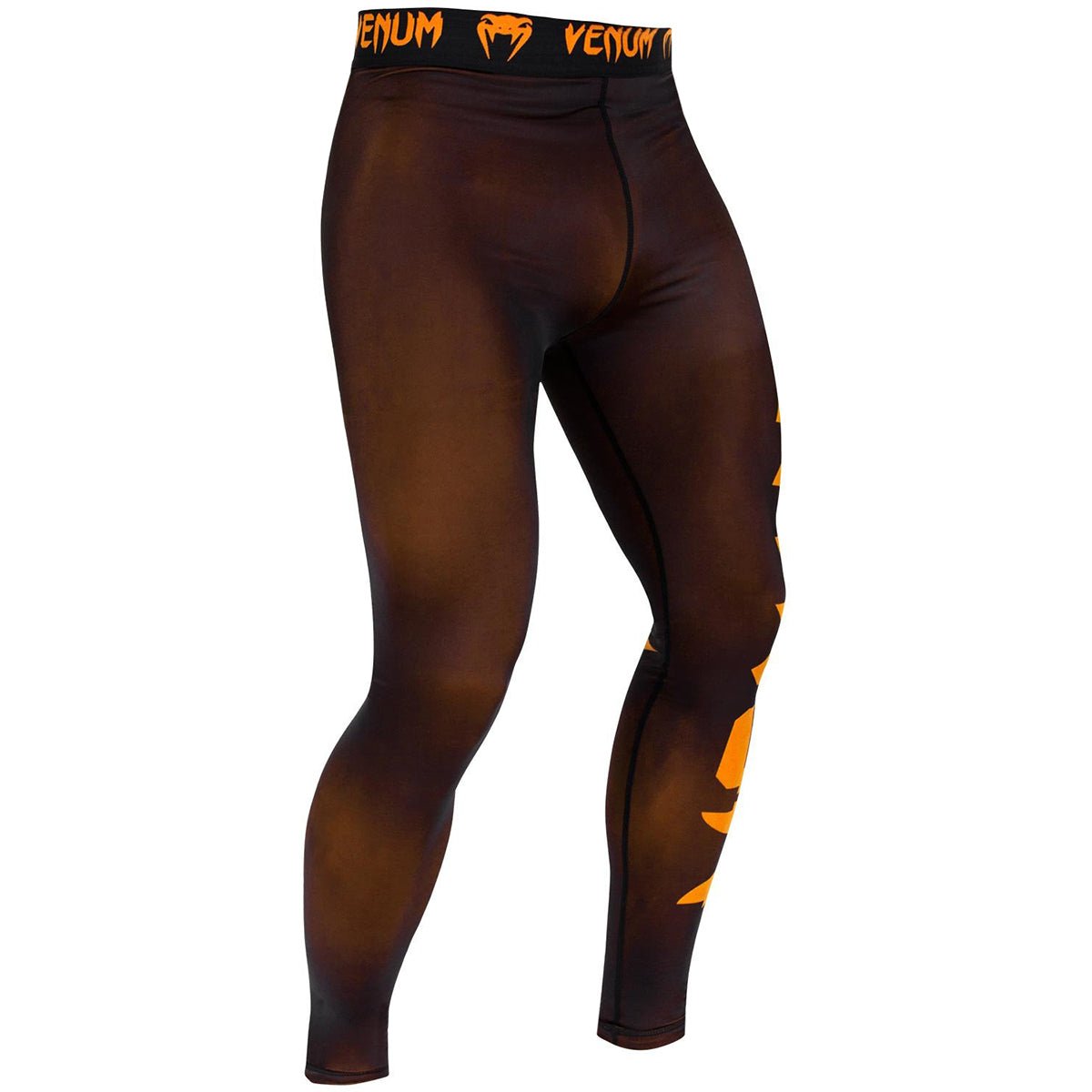 Mens training tights - Venum Giant Dry Tech Fit Cut Compression Spats - Black/Neo Orange - Forza Sports