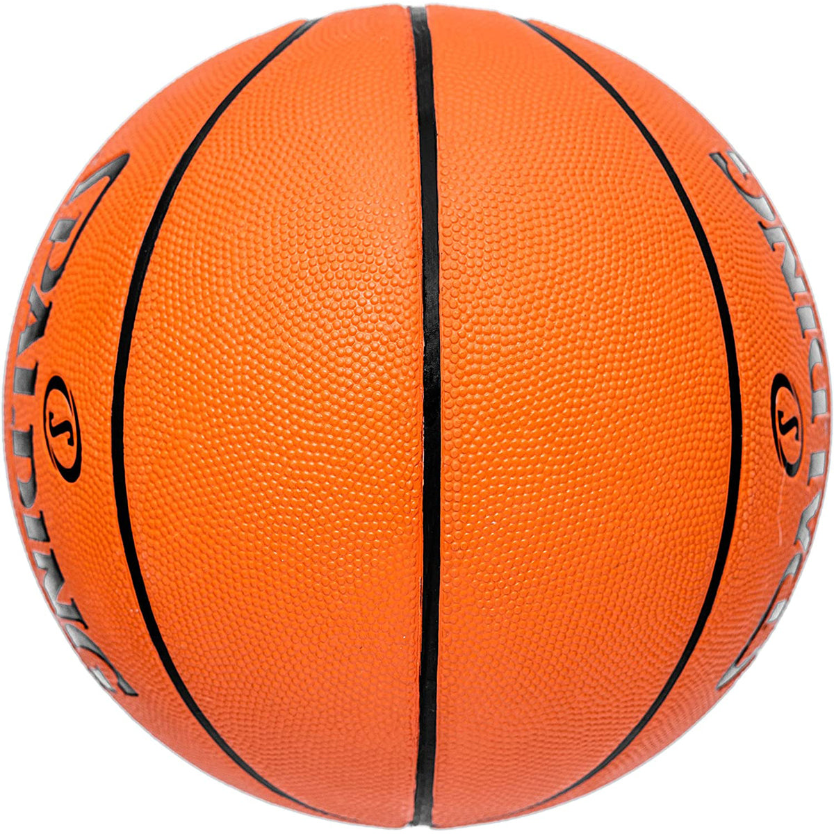 Orange basketball with black lines on a white background