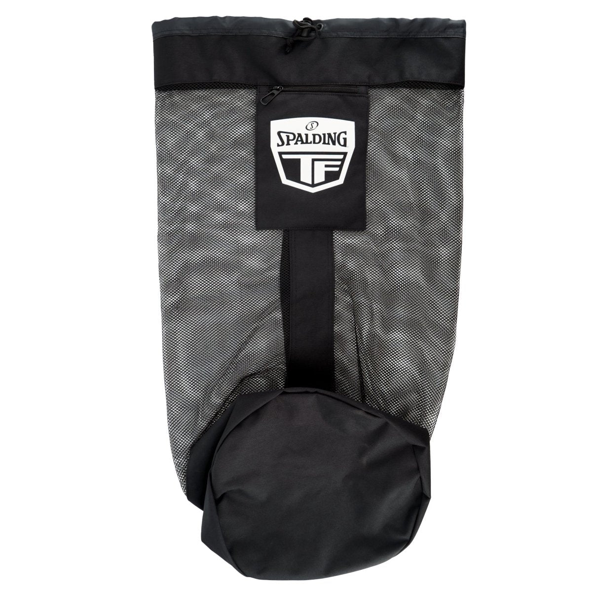 Black and gray travel basketball bag with Spalding logo on a white background