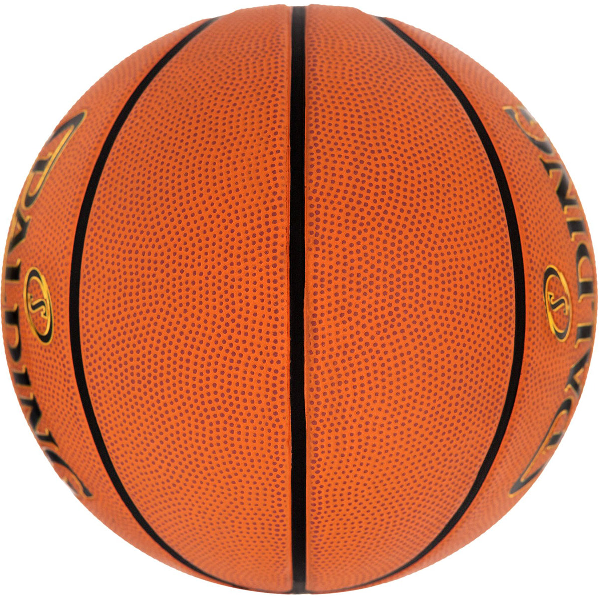 Orange basketball with black lines on a white background