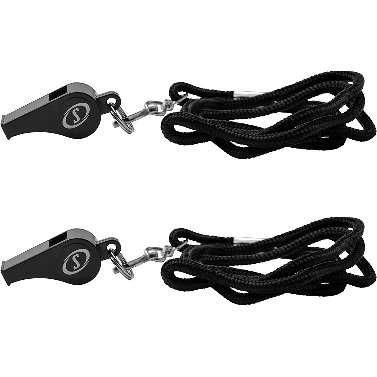 Spalding Plastic Whistle with Lanyard 2 - Pack - Black - Forza Sports