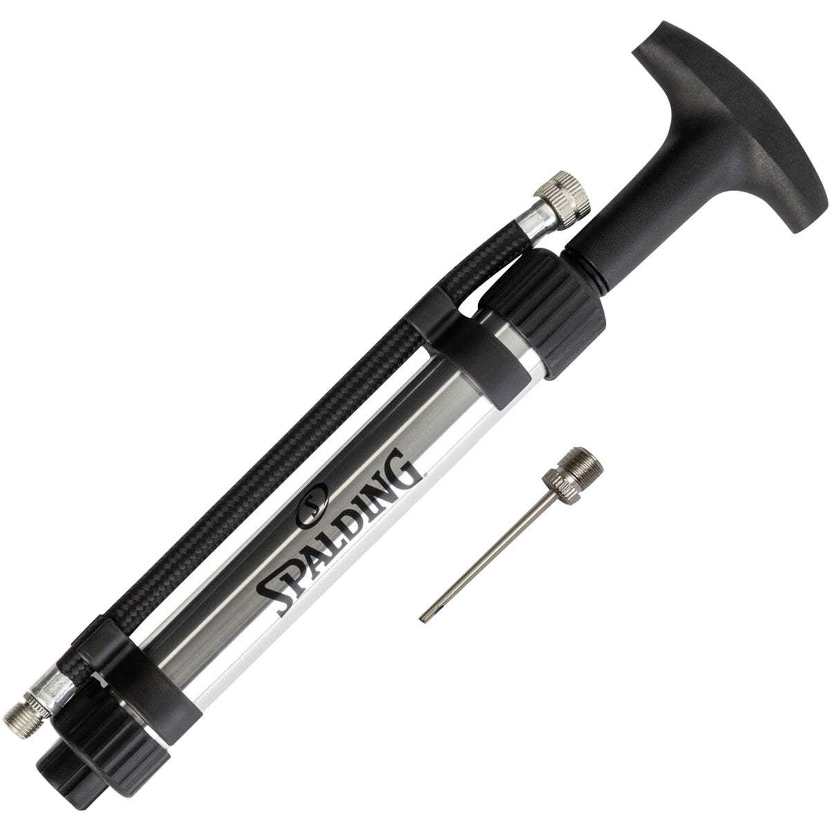 Spalding 6" Dual Action Ball Pump with Hose - Chrome - Forza Sports