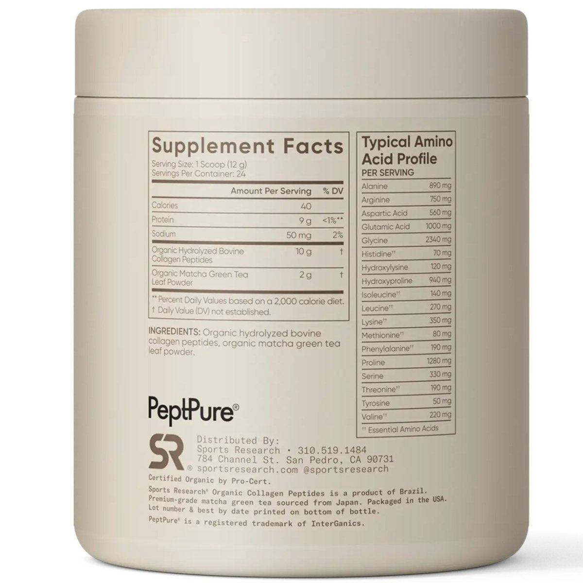 Sports Research Hydrolyzed Collagen Peptides Dietary Supplement - 41 Servings - Forza Sports
