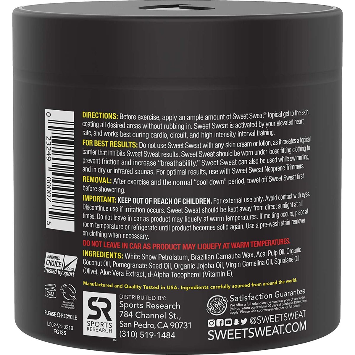 Sports Research - 13.5 oz Sweet Sweat Workout Enhancer Gel - Forza Sports