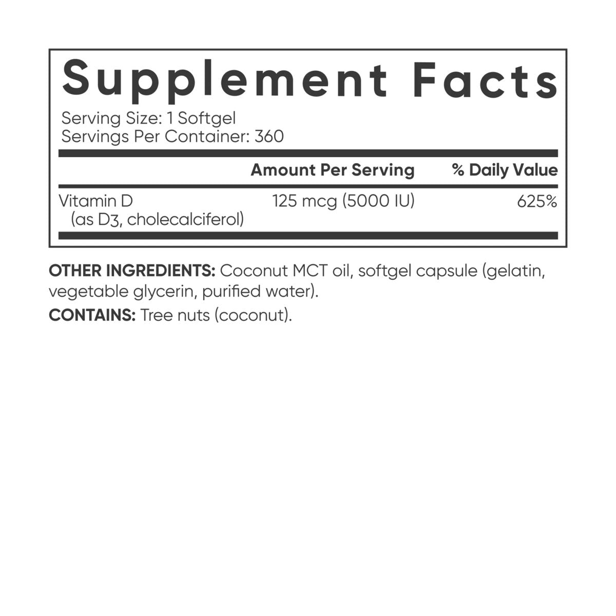 Sports Research Vitamin D3 Dietary Supplement - 360 Softgels - Forza Sports