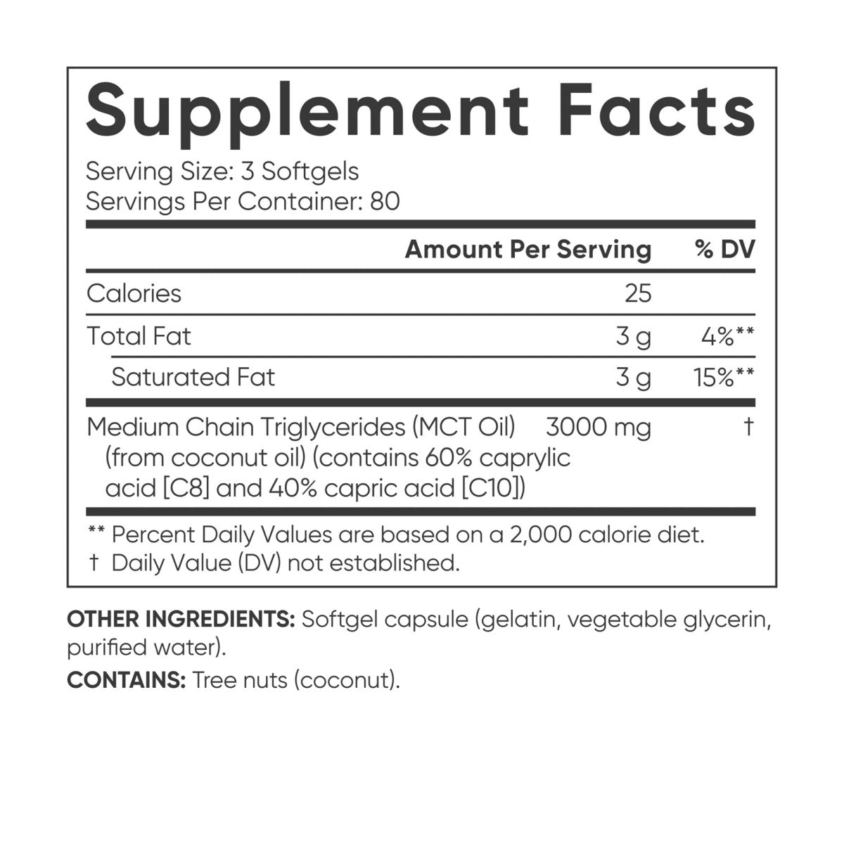 Sports Research MCT Oil Dietary Supplement - 120 Softgels - Forza Sports