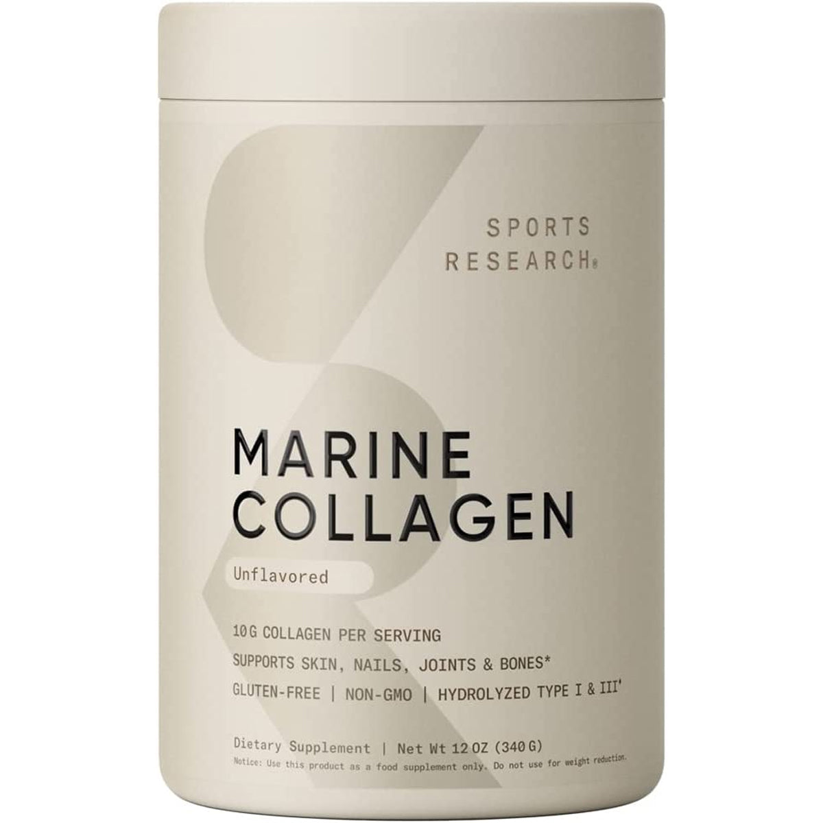 Sports Research Marine Collagen Peptides Supplement - 34 Servings - Unflavored Sports Research