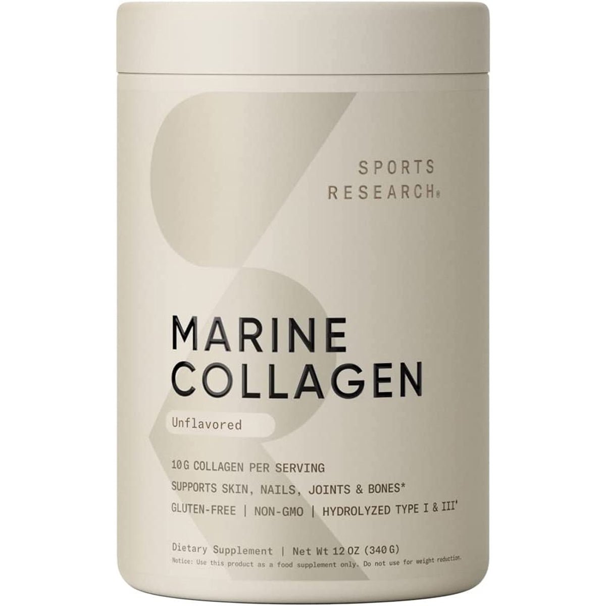 Sports Research Marine Collagen Peptides Supplement - 34 Servings - Unflavored - Forza Sports