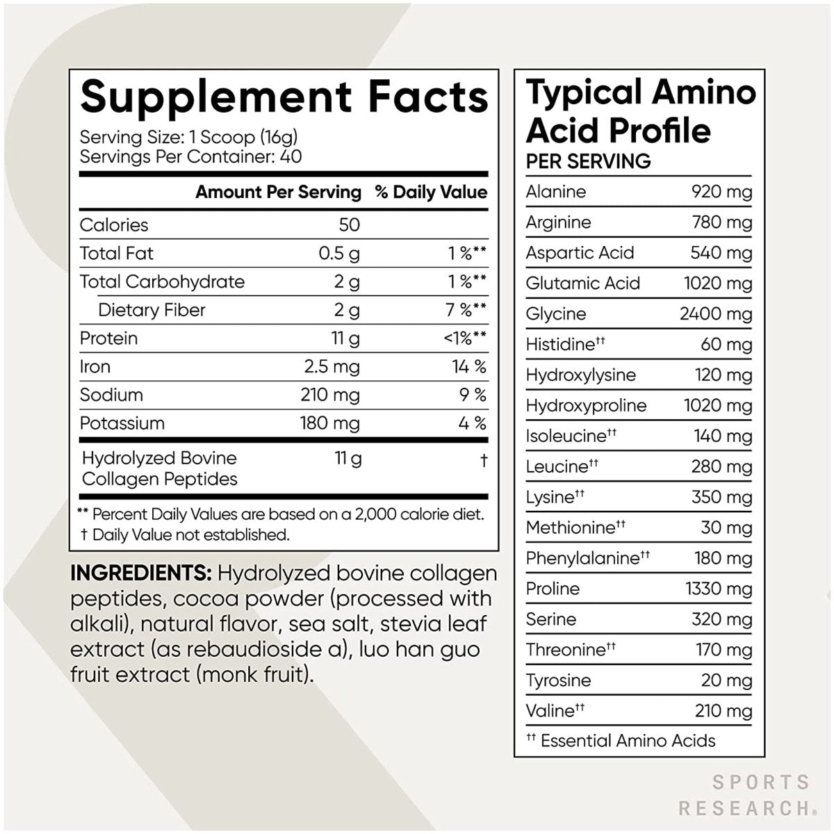 Sports Research Hydrolyzed Collagen Peptides Dietary Supplement - 41 Servings - Forza Sports