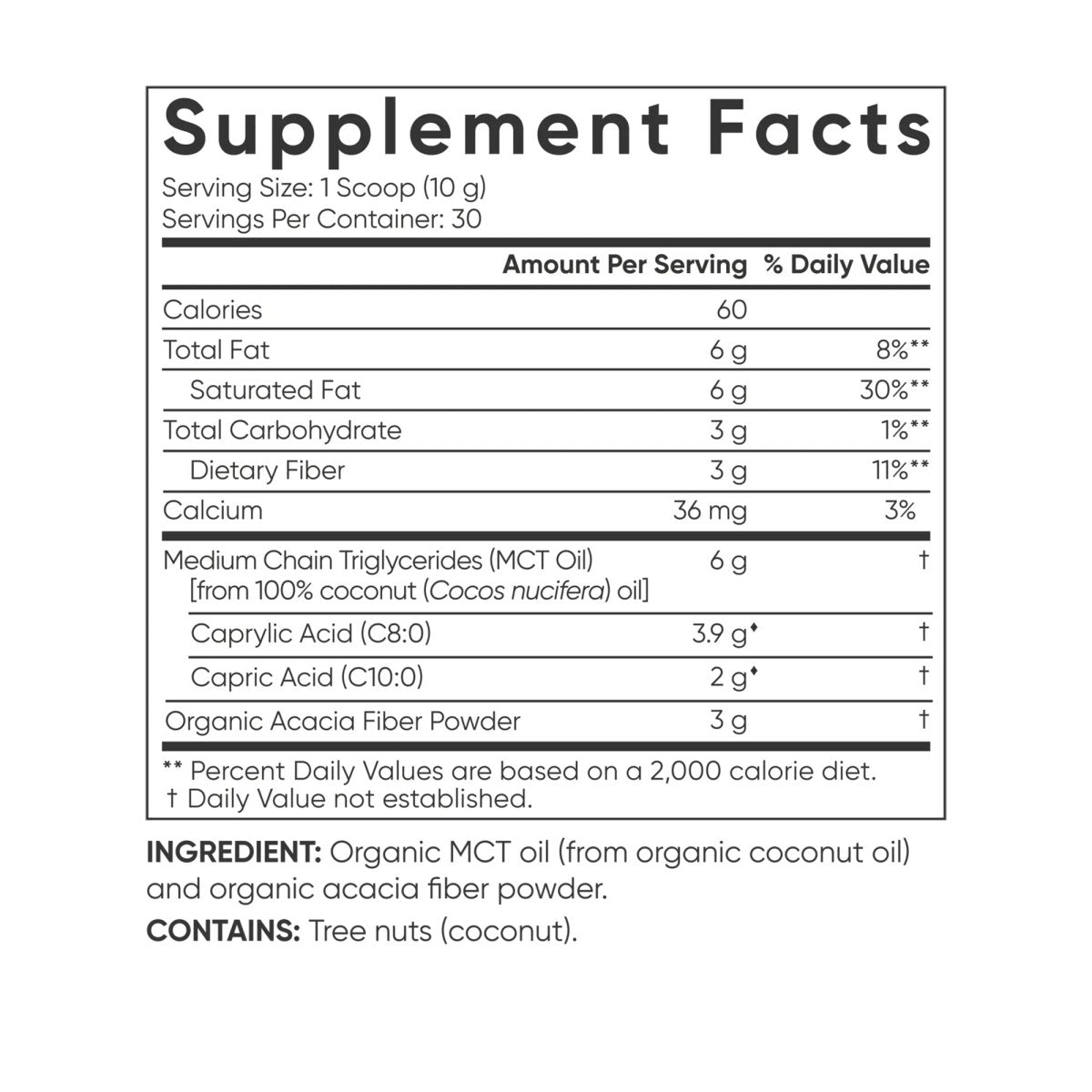 Sports Research MCT Oil Powder Dietary Supplement - 30 Servings - Unflavored - Forza Sports