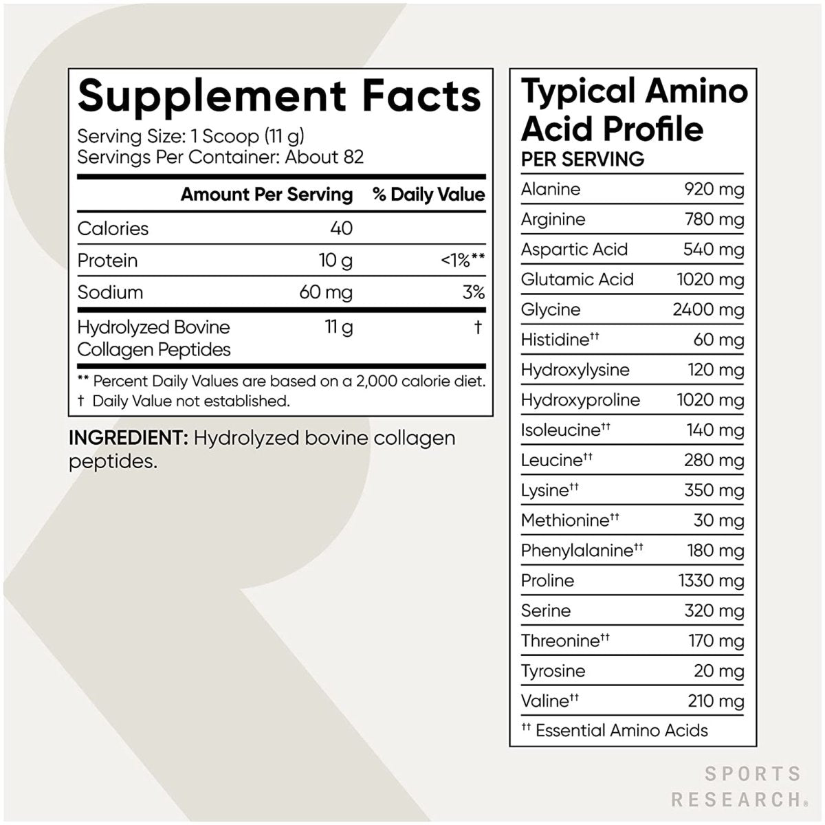 Sports Research Hydrolyzed Collagen Peptides Dietary Supplement - Unflavored - Forza Sports