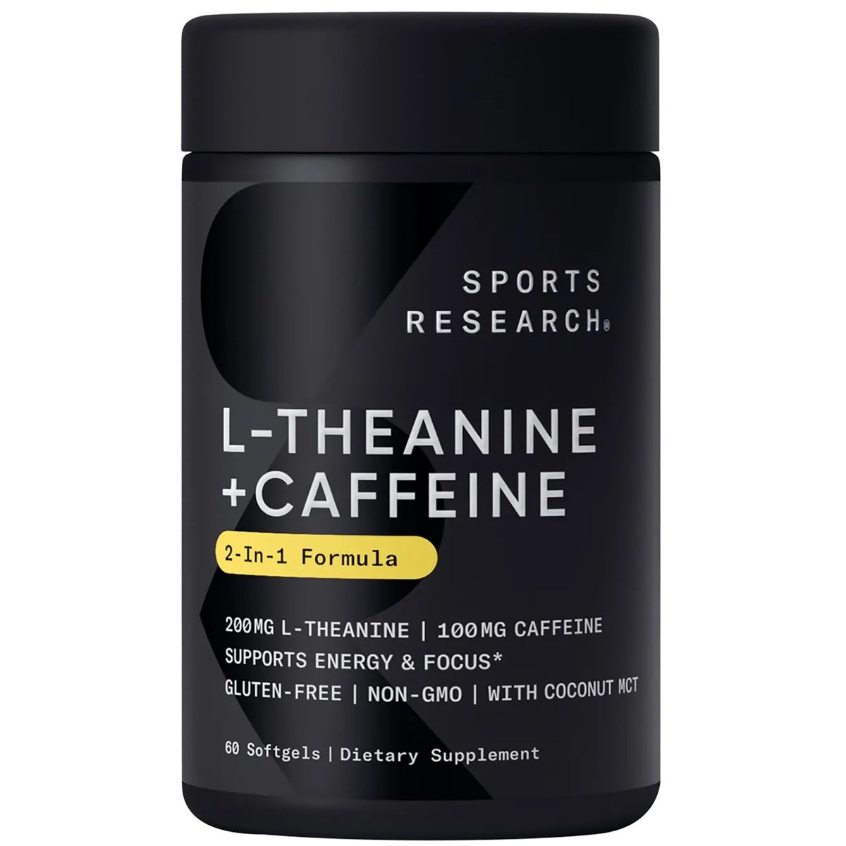 Sports Research L - Theanine & Caffeine Dietary Supplement - 60 Softgels - Forza Sports
