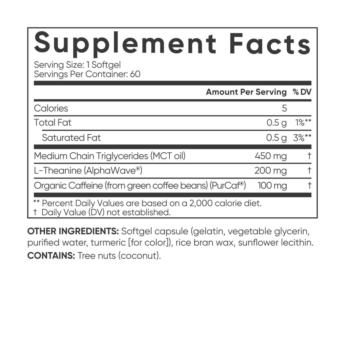 Sports Research L - Theanine & Caffeine Dietary Supplement - 60 Softgels - Forza Sports