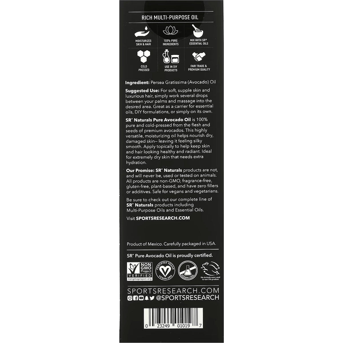 Sports Research Naturals 16 oz. Pure Avocado Multi - Purpose Oil - Forza Sports