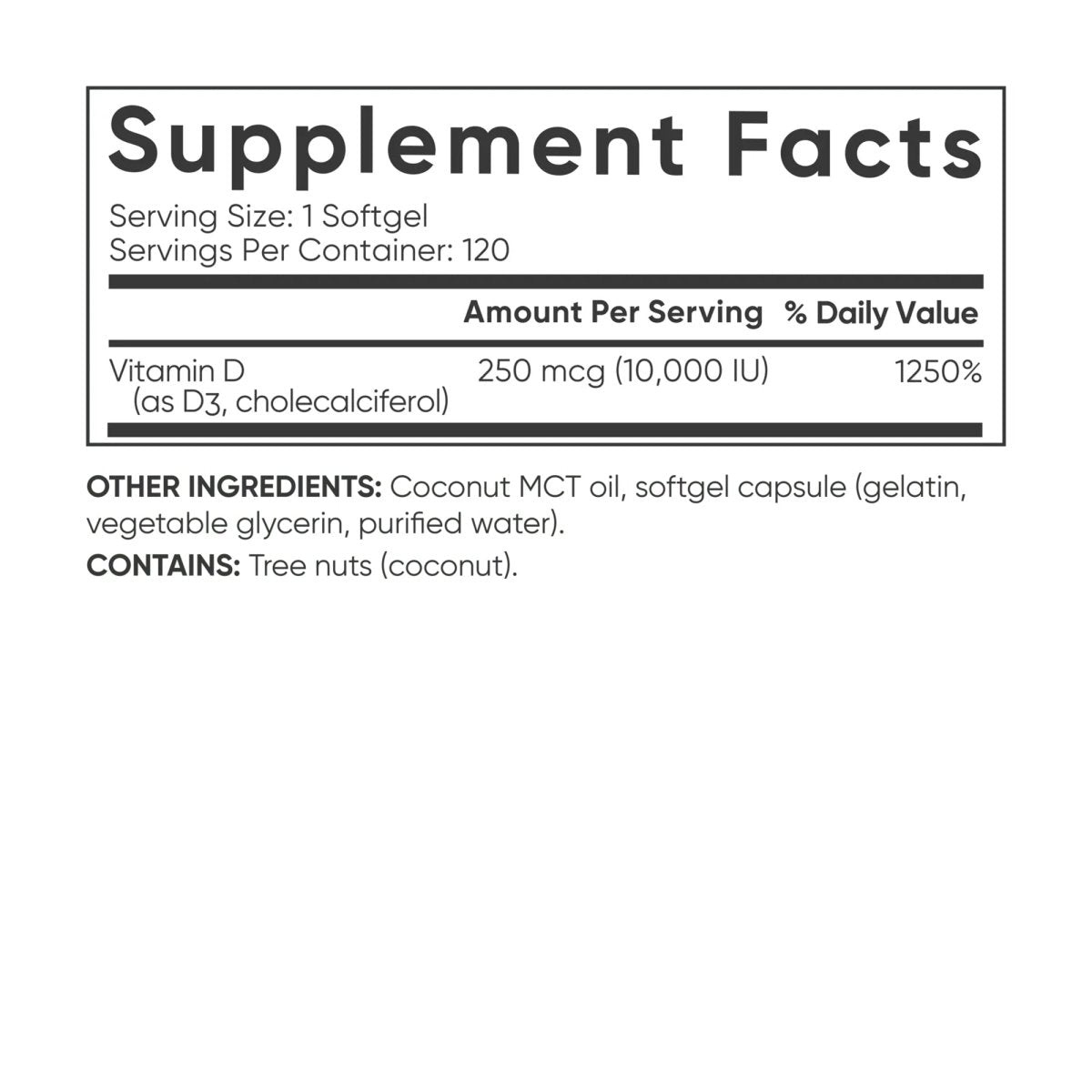 Sports Research - Vitamin D3 10000iu - 120 softgels - Forza Sports