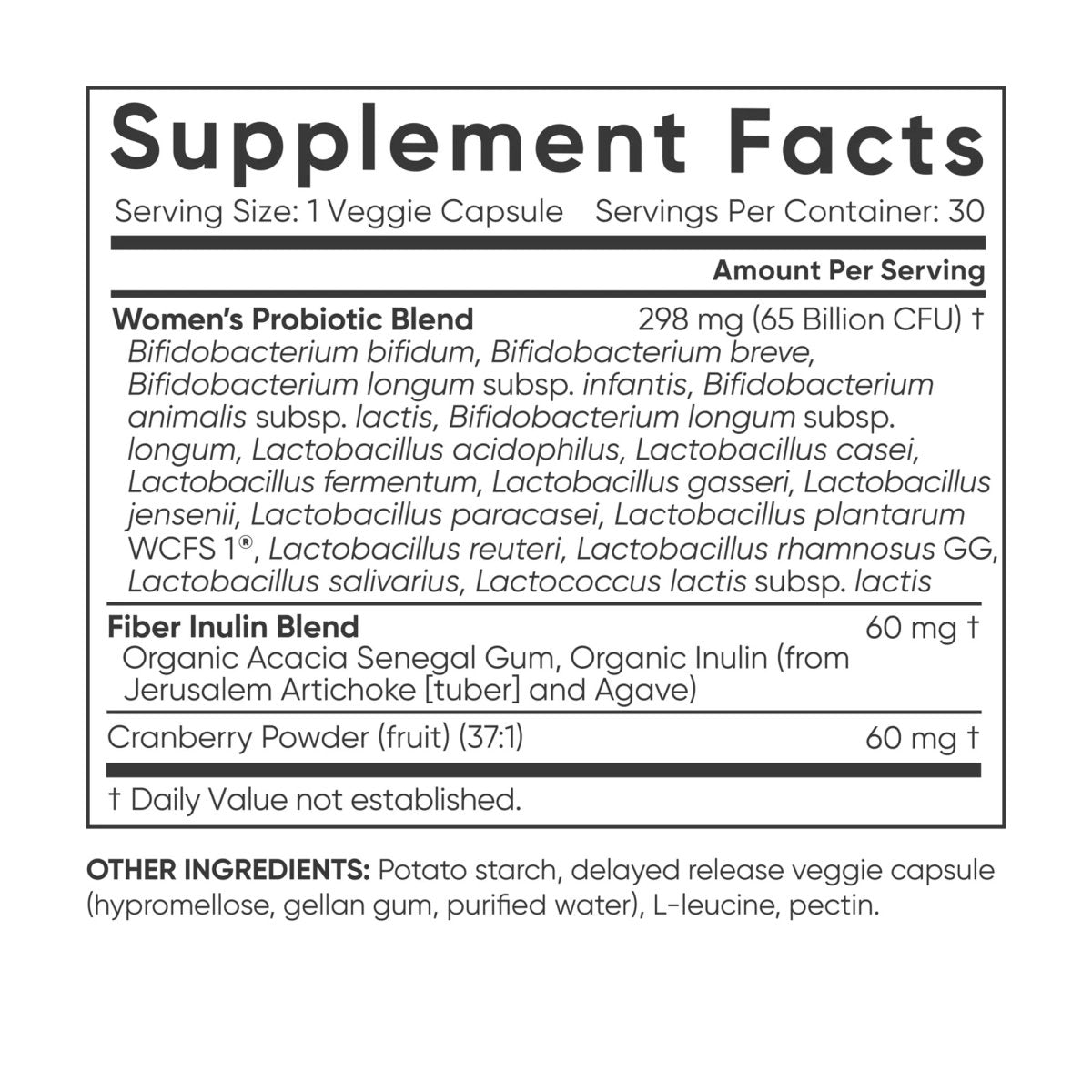 Sports Research Women's Probiotics Cranberry + Prebiotics - 30 Capsules - Forza Sports