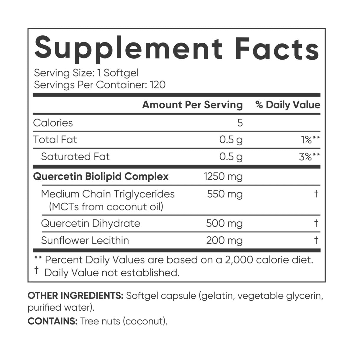Sports Research Quercetin with Coconut MCT Oil Dietary Supplement - 120 Softgels - Forza Sports