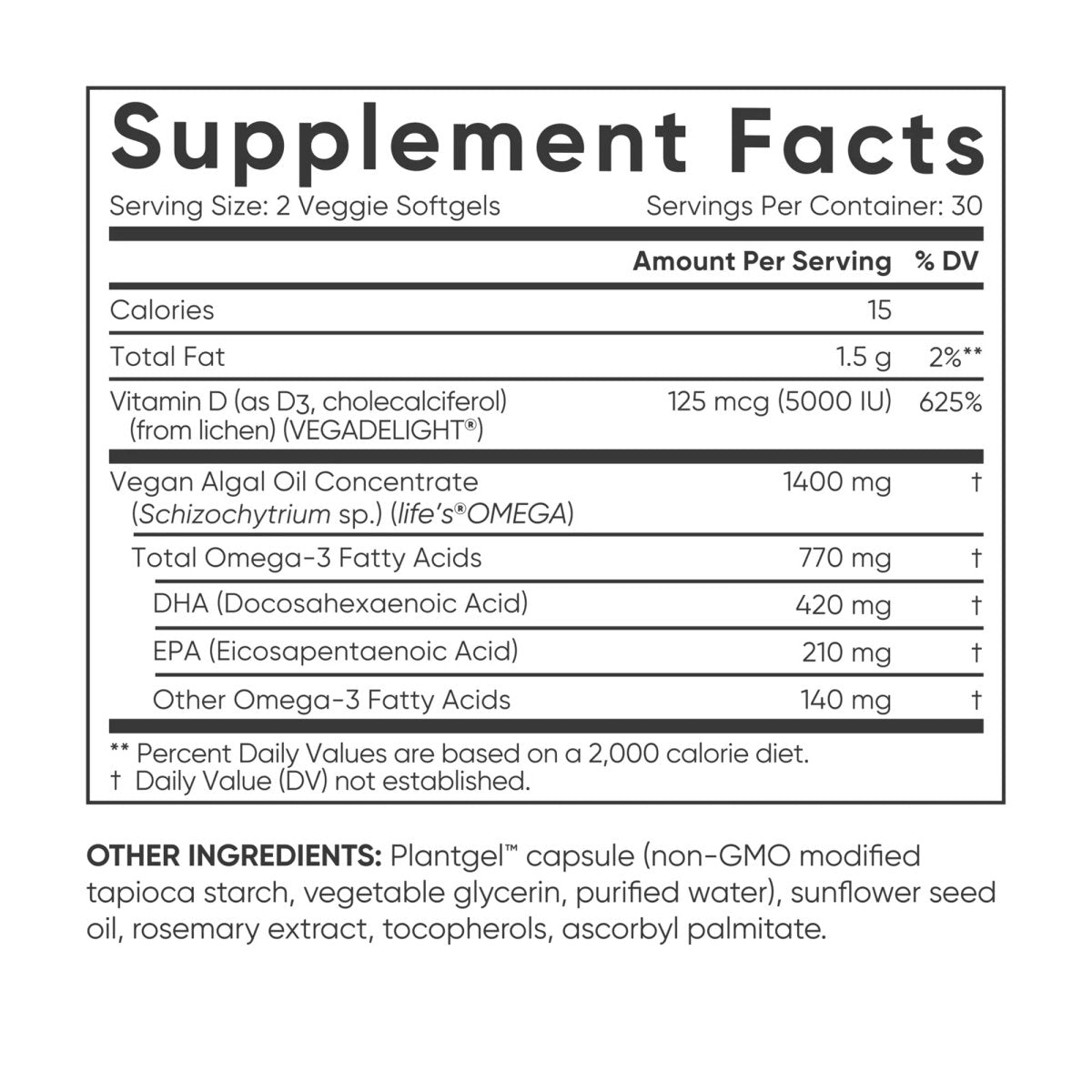 Sports Research Vegan Omega - 3 with Vitamin D3 Dietary Supplement - 60 Softgels - Forza Sports