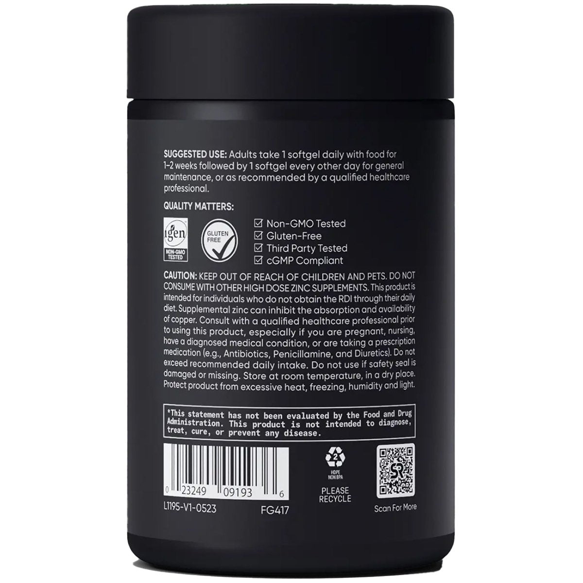 Sports Research Zinc Picolinate with Coconut Oil, High Potency - Forza Sports