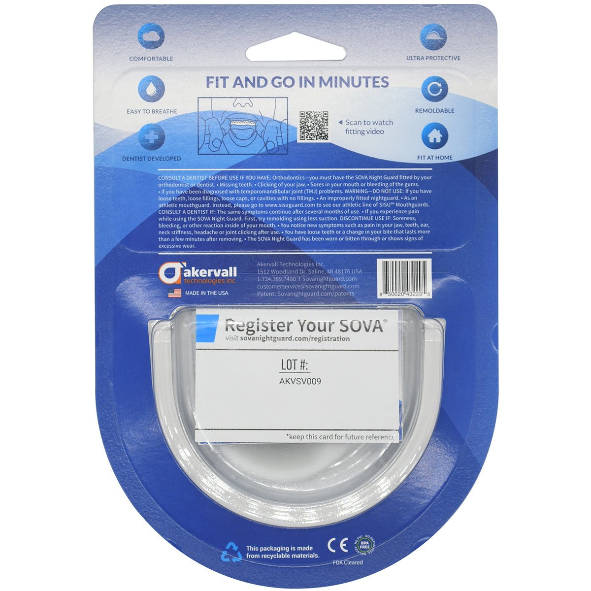 SOVA Adult Night Guard Mouthguard - Natural - Forza Sports