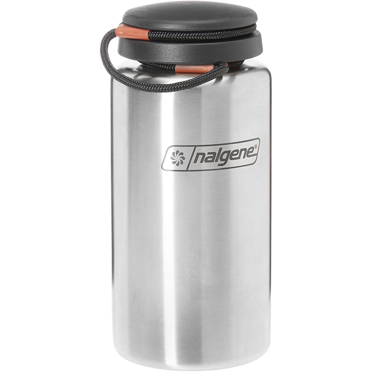 Nalgene Standard Wide Mouth Tethered Lid Water Bottle - 38 oz. - Stainless Steel - Forza Sports