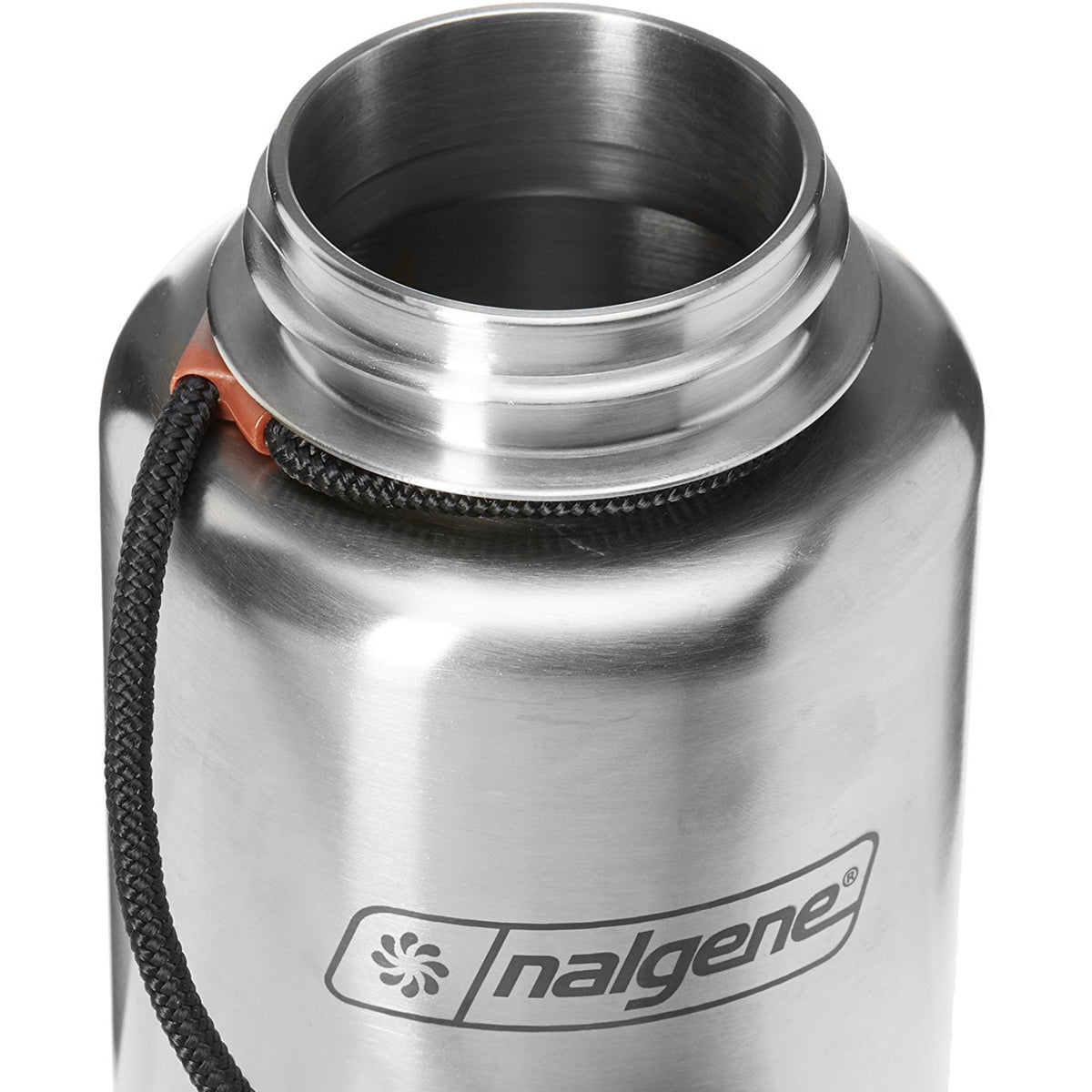 Nalgene Standard Wide Mouth Tethered Lid Water Bottle - 38 oz. - Stainless Steel - Forza Sports
