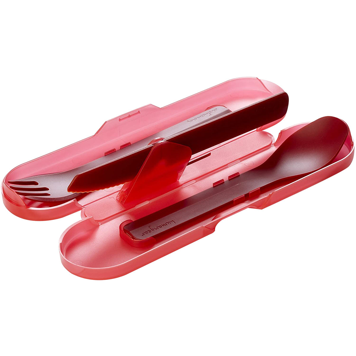 Humangear GoBites Trio Fork, Spoon and Knife Travel Utensils - Red