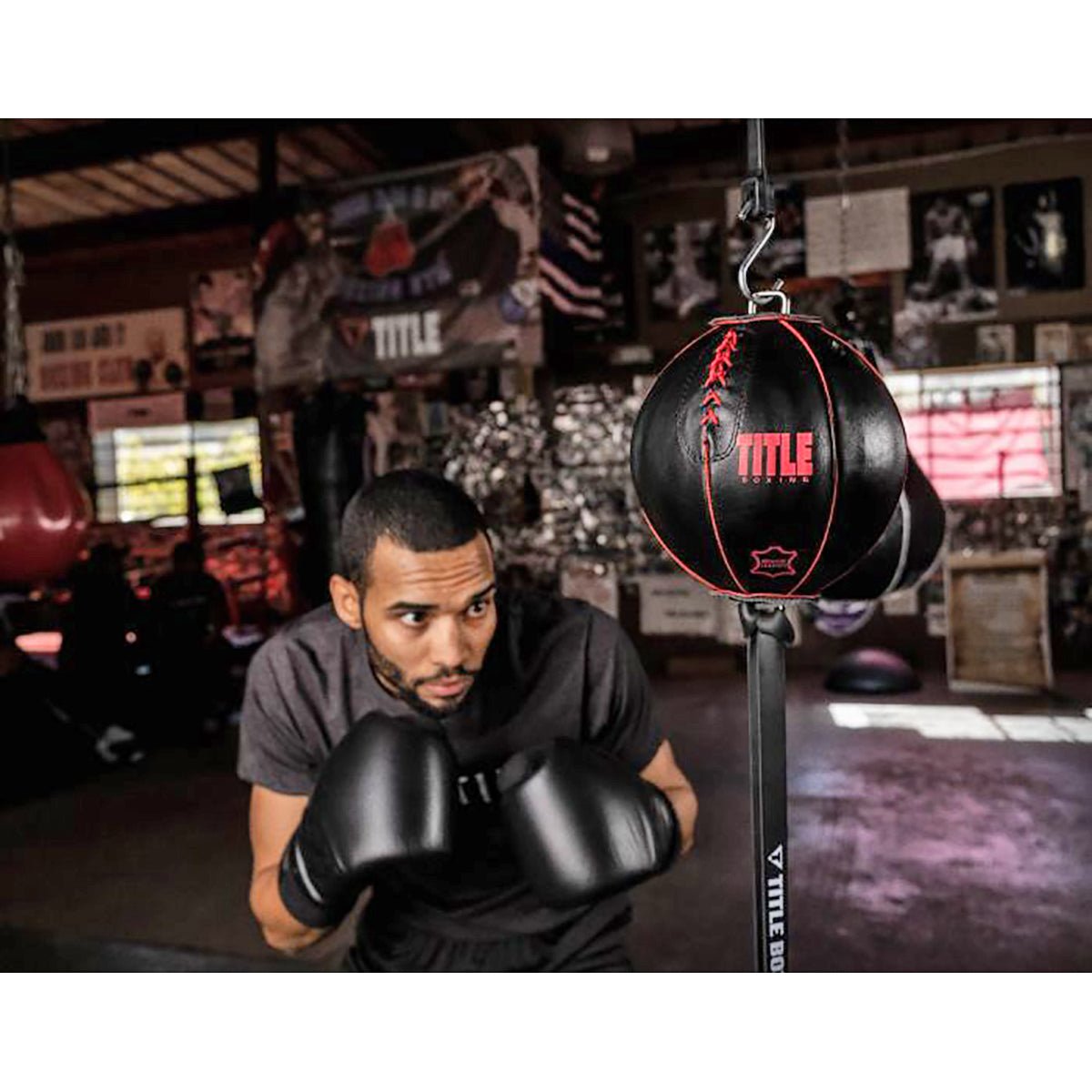Title Boxing Retro Style Leather Double End Bag with Cables - Forza Sports