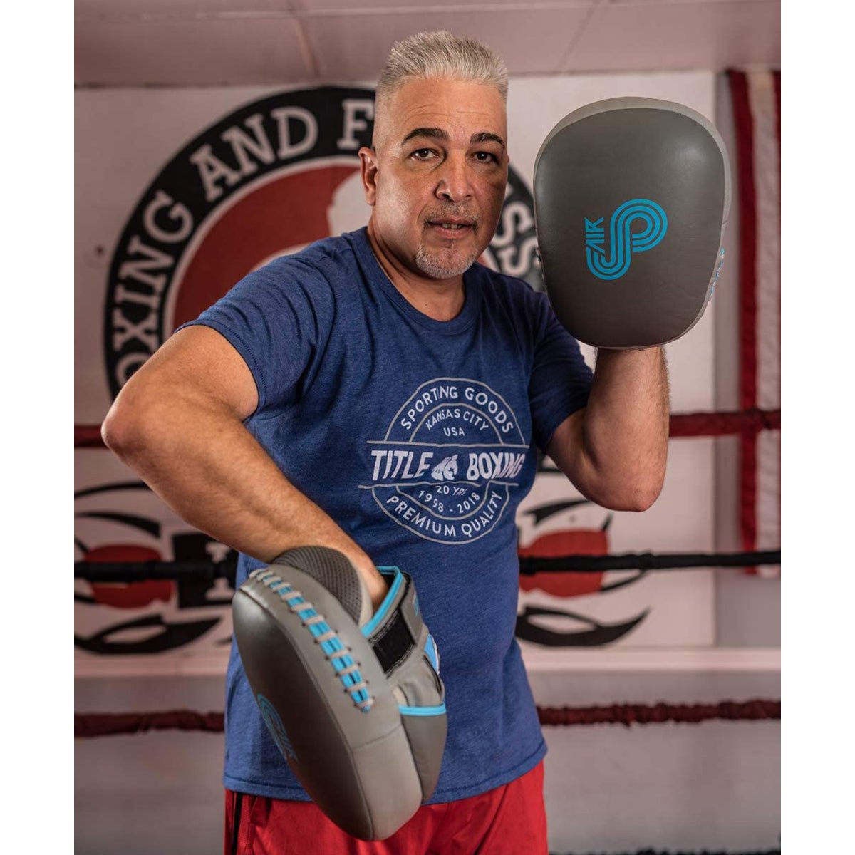 Title Boxing Air Pocket Technology Punch Mitts - Gray/Light Blue - Forza Sports