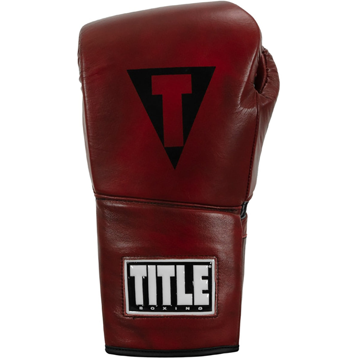 Brown boxing glove with a black triangle logo and 'Title Boxing' branding on a white background
