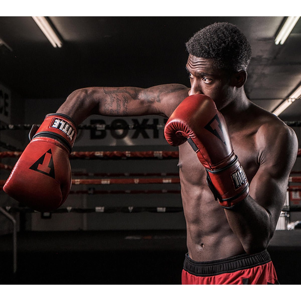 Title Boxing Blood Red Leather Hook and Loop Training Gloves - Red - Forza Sports