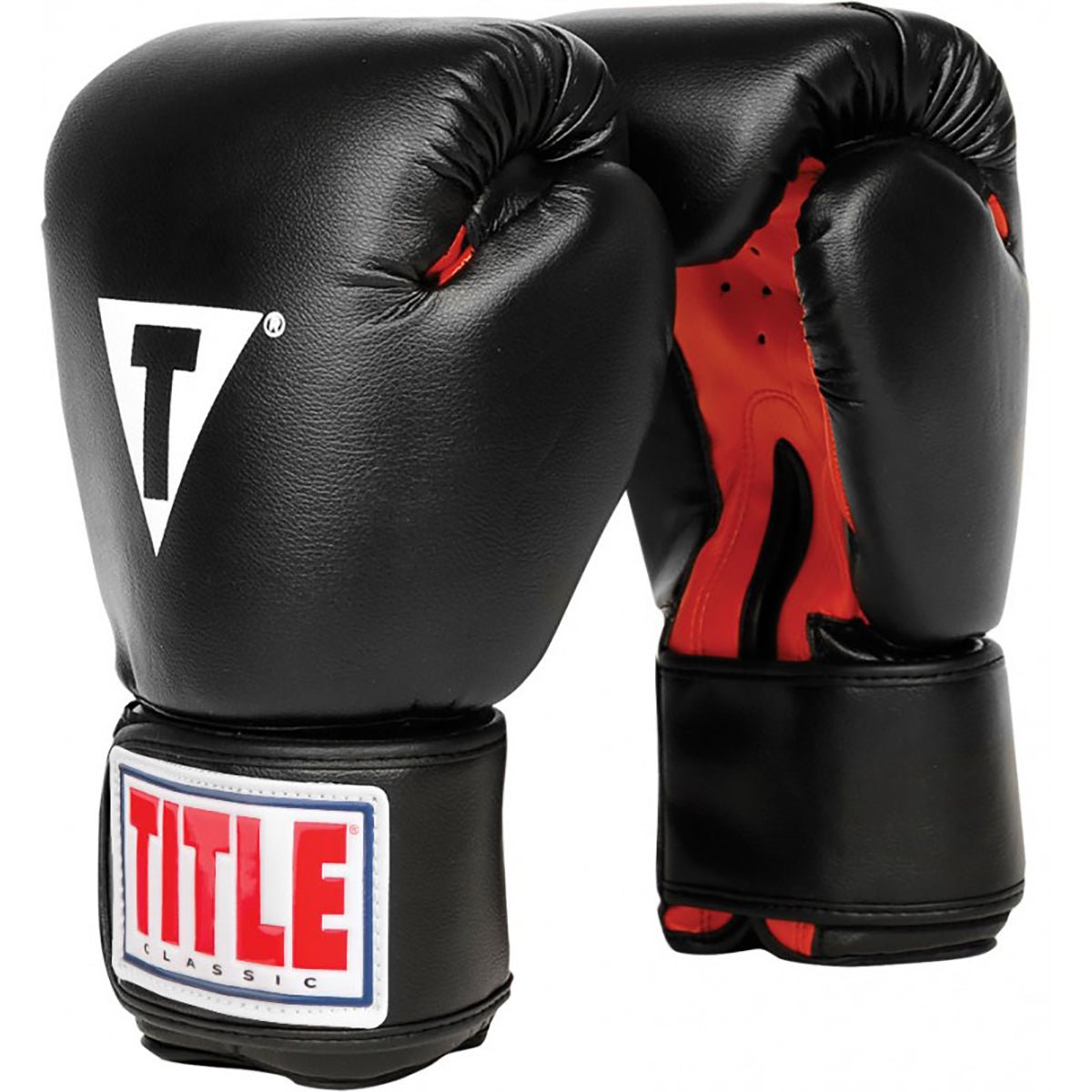 Title Boxing Classic Hook and Loop Vinyl Training Boxing Gloves - Black/Red - Forza Sports