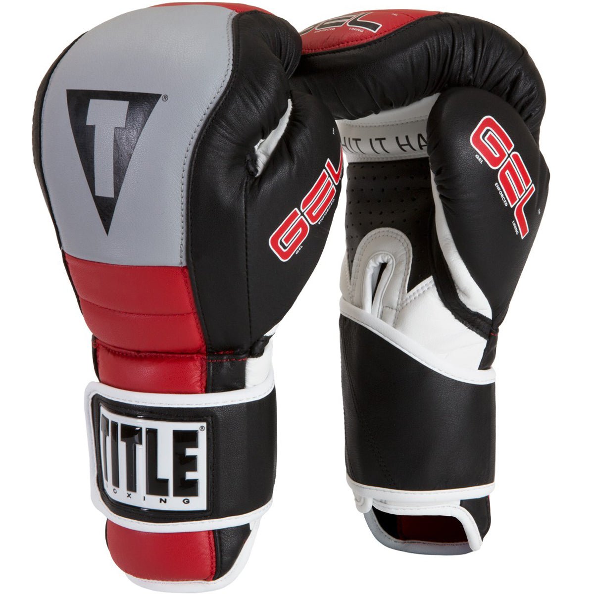 Title Boxing Gel Rush Custom Form Fit Hook and Loop Bag Gloves - Black/Gray/Red - Forza Sports