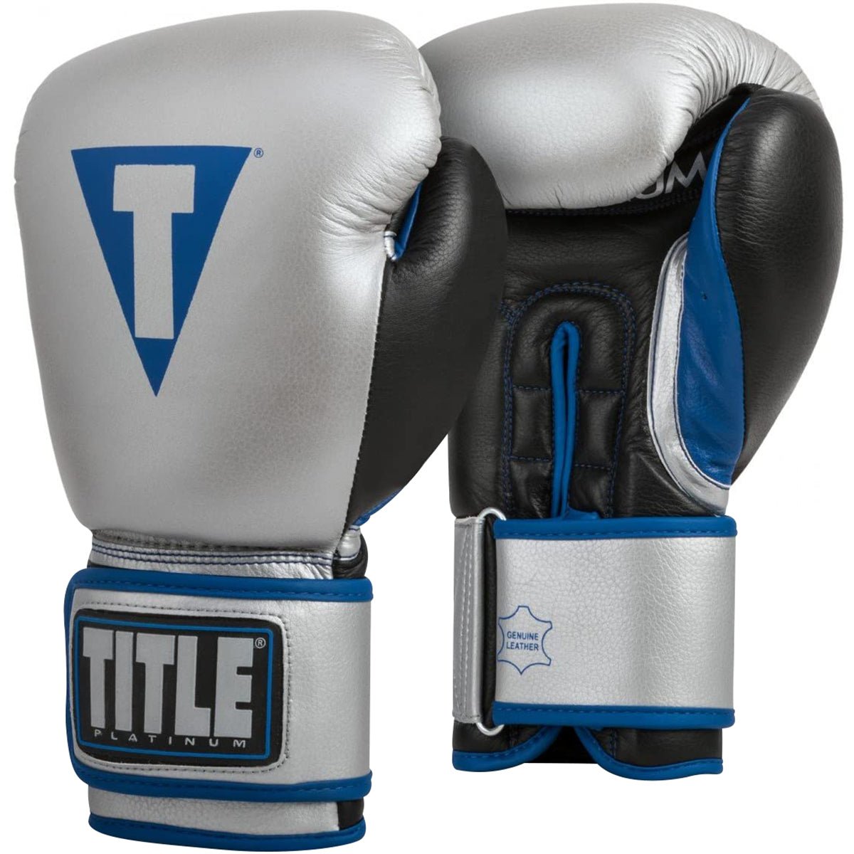 Title Boxing Platinum Perilous Pro Style Hook and Loop Bag Gloves - Silver/Black - Forza Sports