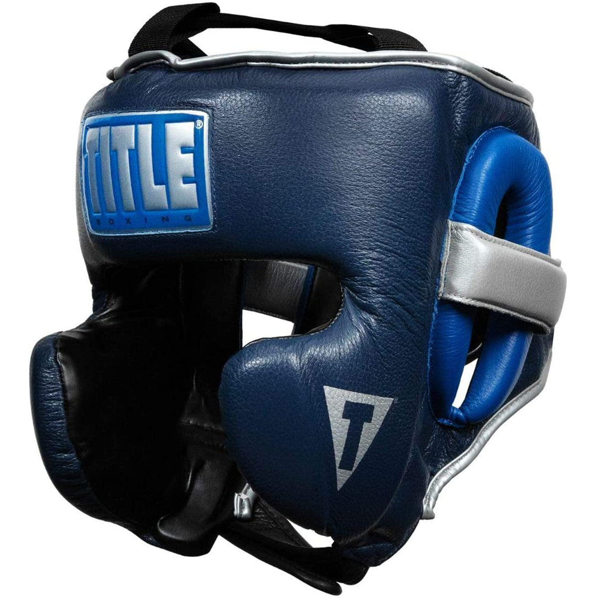 Title Boxing Royalty Leather Training Headgear - Royal/Navy Title Boxing