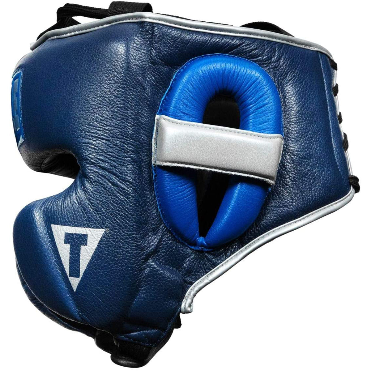 Title Boxing Royalty Leather Training Headgear - Royal/Navy Title Boxing
