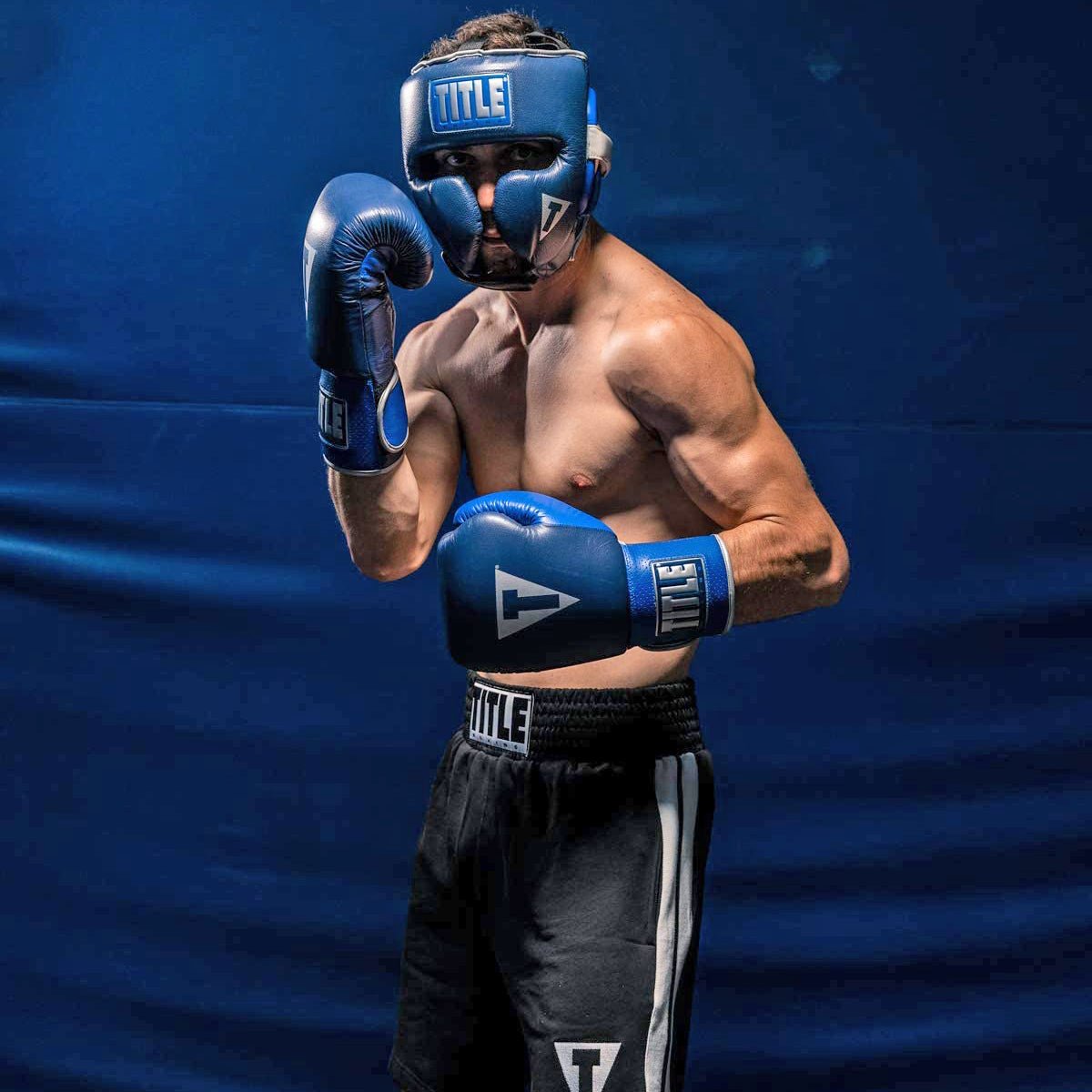 Title Boxing Royalty Leather Training Headgear - Royal/Navy